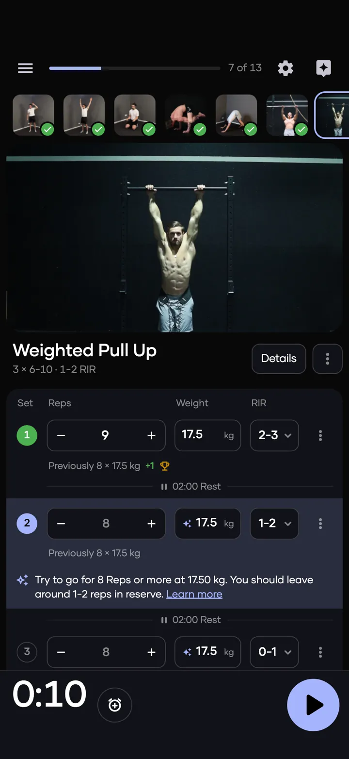 Precise Reps, Weights and Progression Recommendations every time
